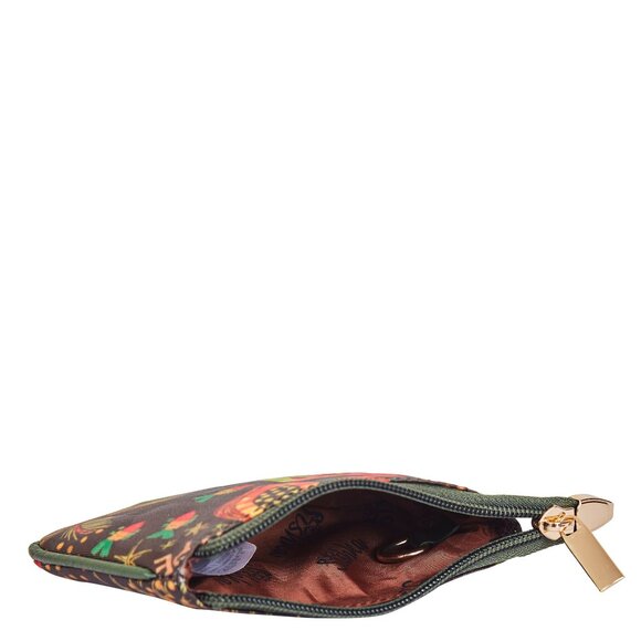 Sishka Women Green Printed Nylon with Leather Trim Travel Coin Pouch - Picture 5 of 8